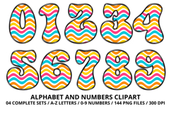 Summer Alphabet &amp; Numbers PNG Clipart Doodle Letters 300 DPI Product Image 5