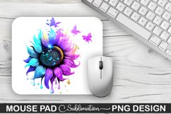 Magical Purple Cyan Sunflower Sublimation Mouse Pad Design Product Image 1
