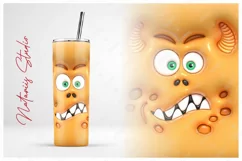 Funny 3D Inflated Puffy Monster Face - 20oz SKINNY TUMBLER. Product Image 2