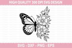Butterfly With Flowers - Butterfly Clipart SVG Design Product Image 1