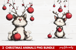 2 Christmas Animals PNG | Cute Festive Wildlife Clipart Product Image 1