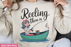 Reeling them in PNG,Pinup Girl Vintage Sublimatio Product Image 1