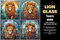 Lion Stained Glass Square Coaster - 04 Variations Product Image 2