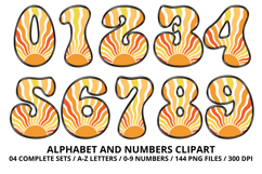 Retro Groovy Alphabert PNG 70s Numbers &amp; Letters 300 DPI Product Image 5