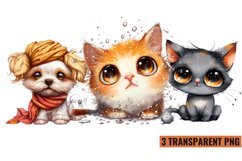 Watercolor Cute Funny Cat Clipart Sublimation, PNG Product Image 1