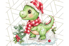Christmas Dinosaur PNG Clipart, Cute Dino Holiday Art Png Product Image 3