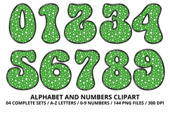 Polka Dots Alphabet Letters &amp; Numbers Clipart PNG 300DPI Product Image 5