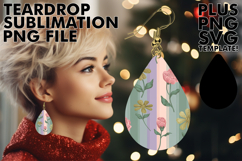 Playful Teardrop Earrings Magic PNG, Gold Flower Product Image 1