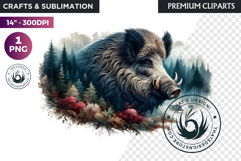 Watercolor Wild Animal Clipart, Forest Wildlife PNG Product Image 1