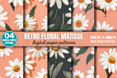 Retro floral matisse pattern Digital Paper Background PNG Product Image 9