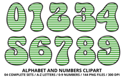 Stripes Alphabet Letters &amp; Numbers Clipart PNG 300DI Product Image 5