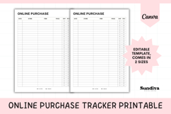 Editable Online Purchase Tracker Sheet Template 1 Product Image 1
