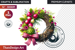 Autumn Harvest Wreath Clipart - Rustic Fall &amp; Thanksgiving Product Image 1
