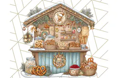 Cozy Christmas Market Stall Clipart PNG, Holiday Art Png Product Image 3