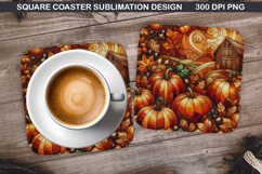 Pumpkin Coaster Sublimation, Halloween Coaster PNG Design Product Image 1
