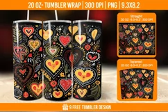 3d Cute Heart Tumbler Wrap Designs, Sublimation Wrap Product Image 1