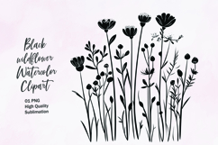 Black wildflower outline clipart sublimation Product Image 1