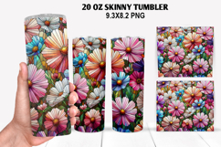 Flower Skinny Tumbler 20oz Wrap Design, Summer Tumbler Wrap Product Image 1