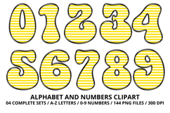Stripes Alphabet Letters &amp; Numbers Clipart PNG 300DI Product Image 5
