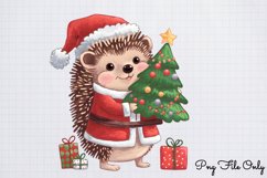 Christmas Hedgehog Clipart PNG Product Image 1
