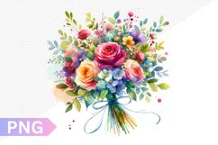 Wedding Floral Bouquet Sublimation - Clipart PNG Design Product Image 1