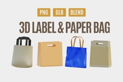 3D Label &amp; Paper Bag Icons Pack 05 Product Image 1