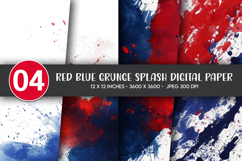 Red Blue Grunge Splash Digital Paper Product Image 1