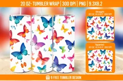 3d Cute Butterfly Tumbler Wrap Designs, Sublimation Wrap Product Image 1