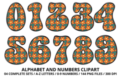 Retro Groovy Alphabert PNG 70s Numbers &amp; Letters 300 DPI Product Image 5