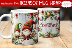 Merry Christmas mug wrap PNG Sublimation, 11oz and 15oz Product Image 2
