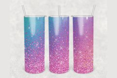 Blue Ombre Pink Glitter 20 oz sublimation design tumbler Product Image 1