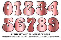 Stripes Alphabet Letters &amp; Numbers Clipart PNG 300DI Product Image 5