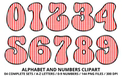 Stripes Alphabet Letters & Numbers Clipart PNG 300DI Product Image 5