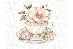 Pastel Tea Clip Art PNG with Sweets and Floral Accents Png Product Image 3