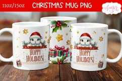 Funny Christmas mug wrap PNG, bunny lover mug template png Product Image 1