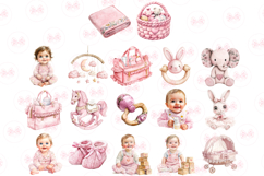 Pink Baby Girl Nursery Clipart - 30 Png Bundle Product Image 3