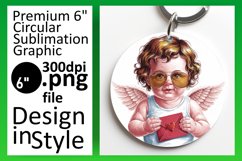 Charming Keychain Round Design PNG , Cupid Product Image 1