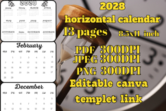 2028 horizontal Calendar Product Image 3