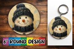 Cute Christmas Snowman Keychain Round Design Sublimation Product Image 1