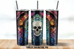 Stained Glass Halloween Skulls Tumbler Wrap Sublimation Desi Product Image 3