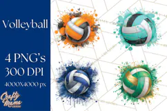 Volleyball Clipart PNG with Team Color Paint Splash Design Product Image 1
