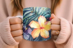 Colorful Watercolor Flowers Tropical Coffee Mug Design Product Image 6
