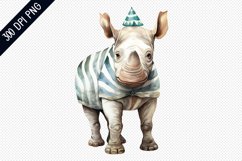 Cute Cartoon Rhino Sublimation - Rhino Sublimation Design Product Image 1