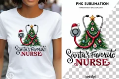 Santas Favorite PNG Design, Nurse Christmas Gift Product Image 1