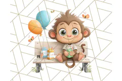 Zoo Monkeys Clipart, Cute Cartoon Jungle Monkeys PNG Product Image 3