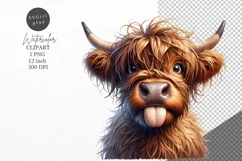 Highland cow clipart, Farm animals, Funny clipart Product Image 1