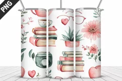 Book And Flowers Tumbler Design| Valentine Tumbler Wrap Product Image 4
