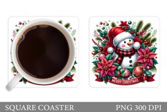 Cute Snowman Coaster Design. Christmas Coaster Sublimation Product Image 1