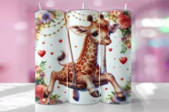 Valentine's Day Giraffe Tumbler Wrap Sublimation Design Product Image 1