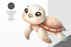 Ocean clipart, Sea turtle clipart, Watercolor clipart Product Image 1